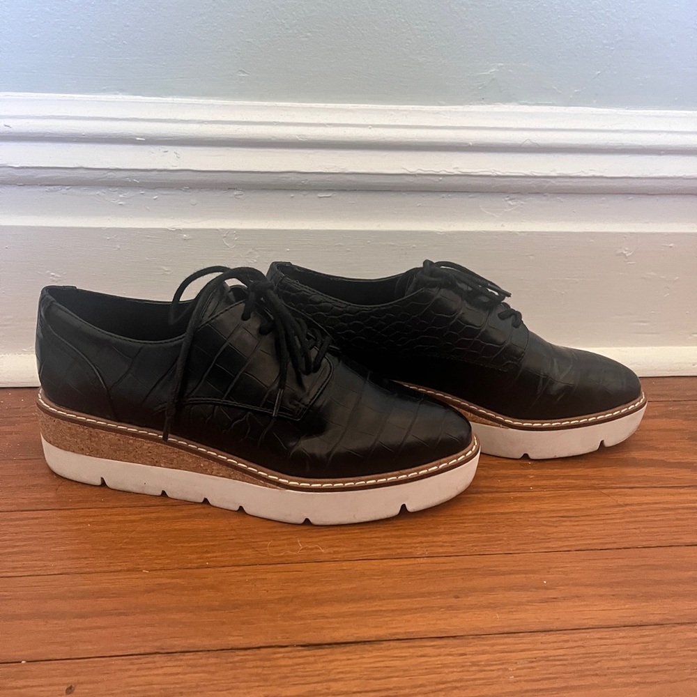 Black Faux Leather Crocodile Brogues
